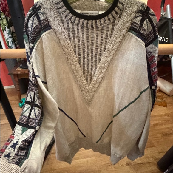 Carlo Colucci Vintage Multicolor and multi textured. Knit Sweater Linen/viscose